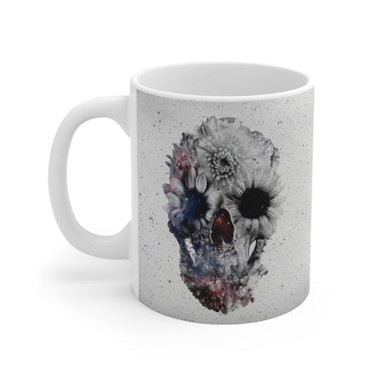 Skull Mug Gift, Flower Sugar Skull Mug, Boho Skull Ceramic Coffee Mug, Gothic Floral Skull Mug, Sugar Skull Art Gothic Kitchenware Gift