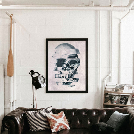 Glitch Skull Art Print, Black And White Skull Poster, Sugar Skull Wall Art, Abstract Skull House Gift, Skull Home Decor, Skull By Ali Gulec