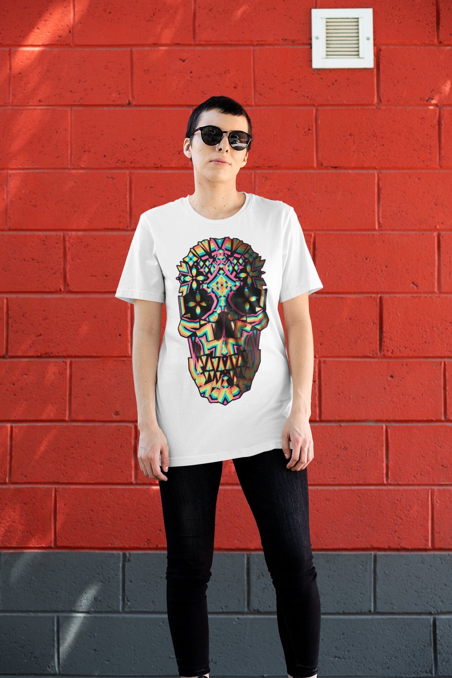 Abstract Skull Men's T-shirt, Printed Skull Art Tshirt, Original Sugar Skull Mens Shirt, Mens Graphic Tee, Bella Canvas Cool Skull Art Print