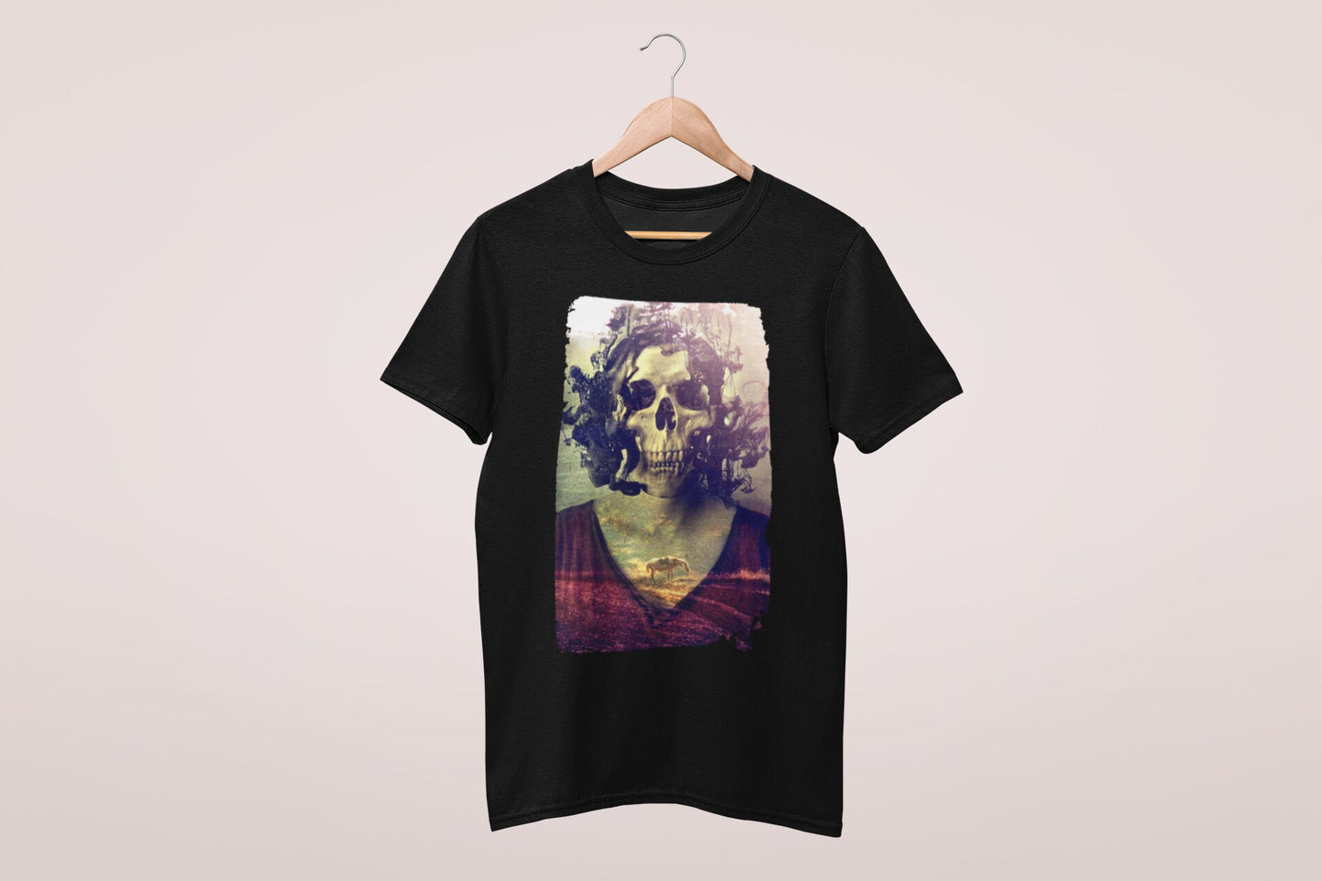 Gothic Skull Men's T-shirt, Skull Art Print Mens T shirt, Sugar Skull Gift For Him, Mens Graphic Tee, Lady Skull Shirt Print By Ali Gulec