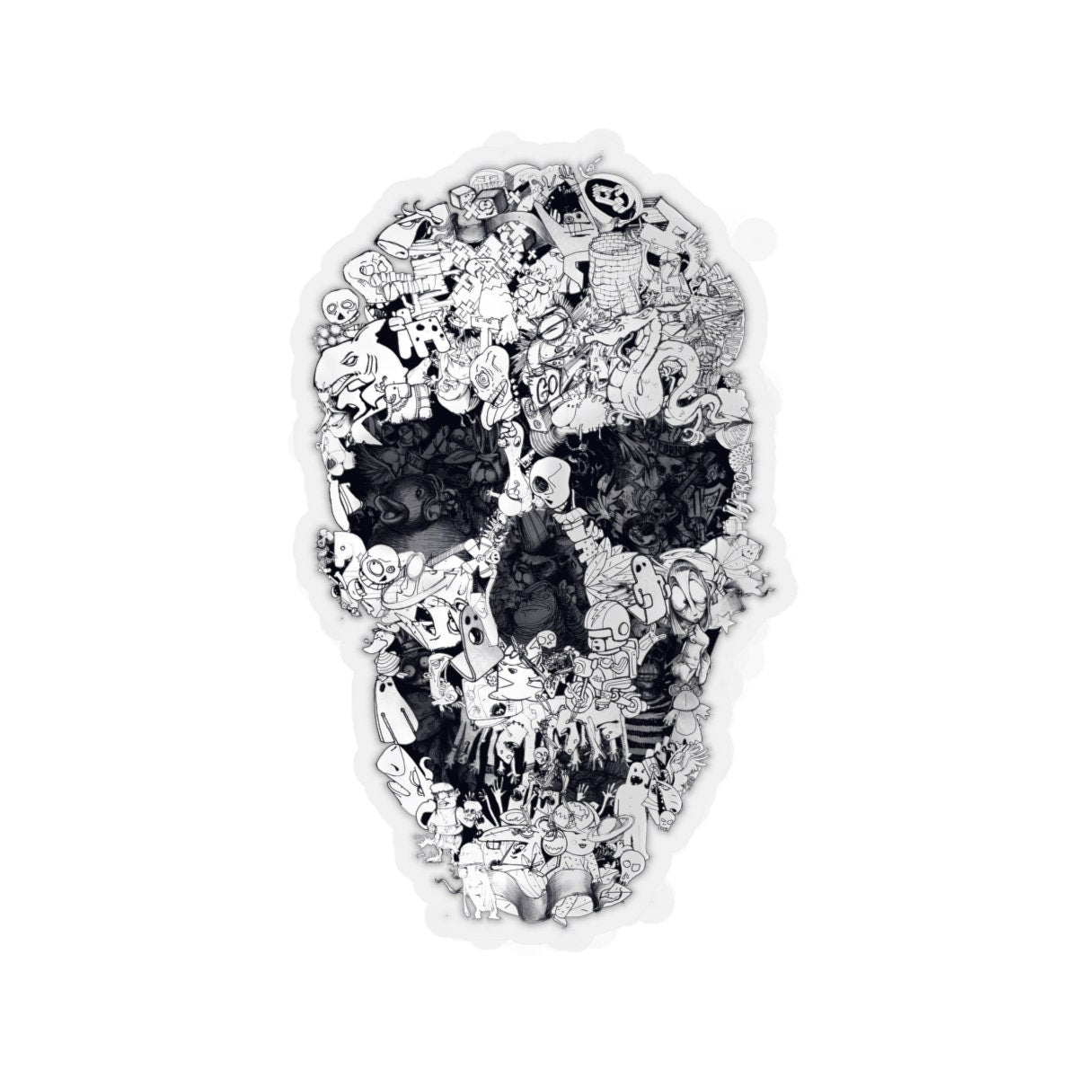 Sugar Skull Sticker, Skull Art Sticker, Skull Art Vinyl Sticker, Gothic Art Skull Gift, Skull Drawing Laptop Phone Kiss-Cut Sticker