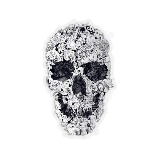 Sugar Skull Sticker, Skull Art Sticker, Skull Art Vinyl Sticker, Gothic Art Skull Gift, Skull Drawing Laptop Phone Kiss-Cut Sticker