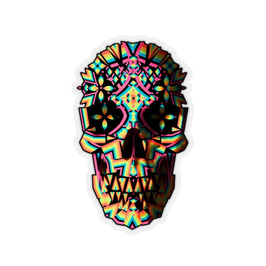 Skull Kiss-Cut Sticker, Colorful Sugar Skull Art Sticker, Premium Skull Art Vinyl Stickers, Gothic Art Skull Gift, Laptop Phone Case Sticker