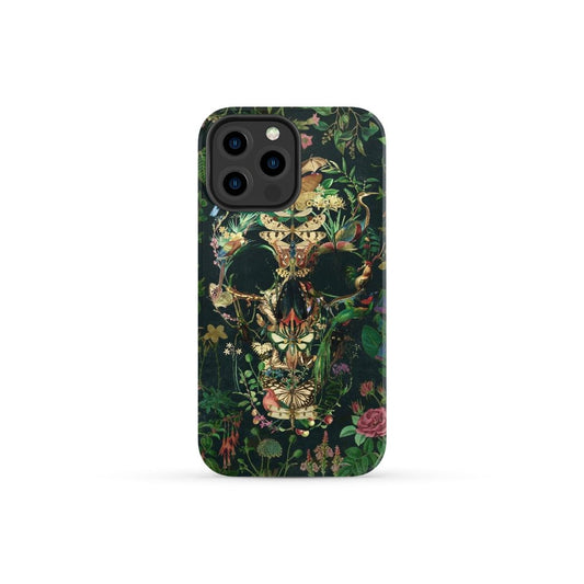 Boho Skull iPhone 15 Case, Floral Skull iPhone Case, Sugar Skull Phone Case Gift, Gothic Case For iPhone 14 Pro Max