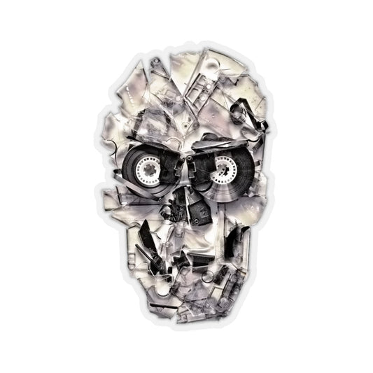 Music Skull Sticker, Cassette Sugar Skull Art Sticker, Premium Skull Art Vinyl Sticker, Skull Art Skull Gift, Laptop Phone Kiss-Cut Sticker