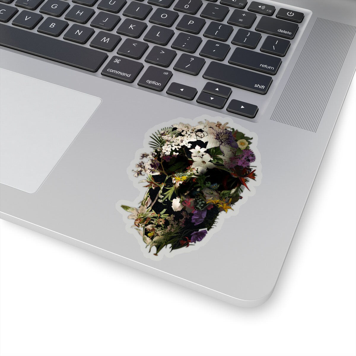 Gothic Skull Sticker, Floral Sugar Skull Art Sticker, Quality Skull Art Vinyl Sticker, Flower Skull Art Gift, Laptop Phone Kiss-Cut Sticker