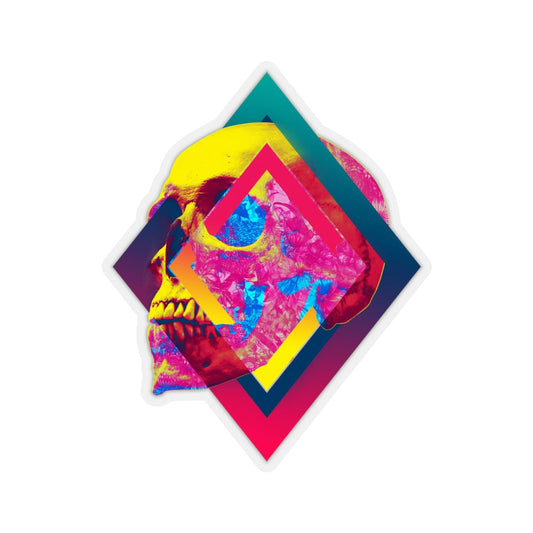 Colorful Skull Sticker, Gothic Sugar Skull Art Sticker, Skull Art Vinyl Sticker, Abstract Art Skull Gift, Laptop Phone Kiss-Cut Sticker