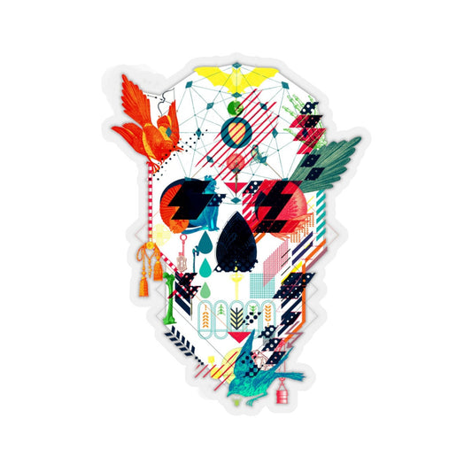 Abstract Skull Sticker, Gothic Sugar Skull Art Sticker, Colorful Skull Vinyl Sticker, Geometric Skull Gift, Laptop Phone Kiss-Cut Sticker