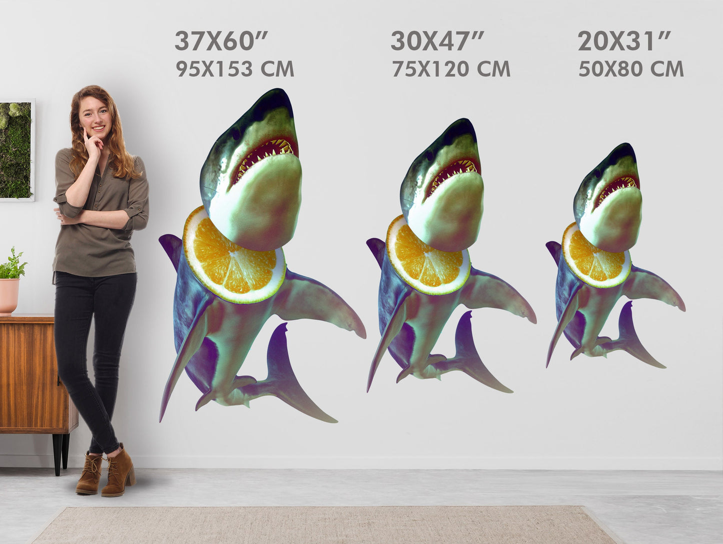 Shark Wall Sticker, Cool Animal Wall Decal, Vinyl Shark Home Decor, Underwater Fish Wall Art Gift, Nursery Kids Room Shark Art Wall Decal
