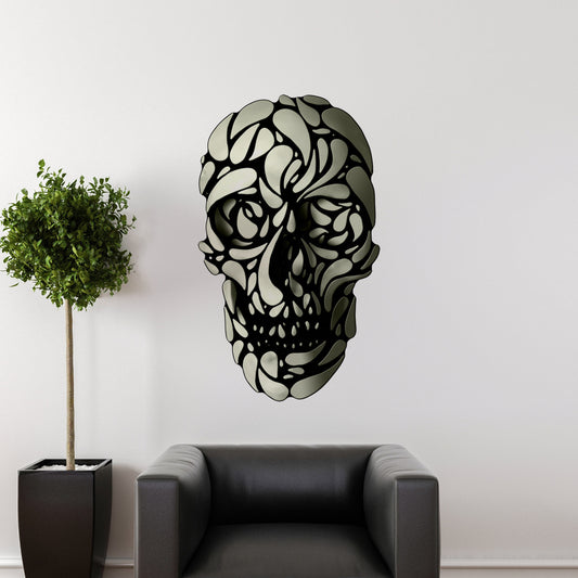 Skull Wall Sticker, Large Wall Decal, Vinyl Sugar Skull Home Decor, Gothic Skull Wall Art Gift, Dark Sugar Skull Art, Abstract Wall Decal