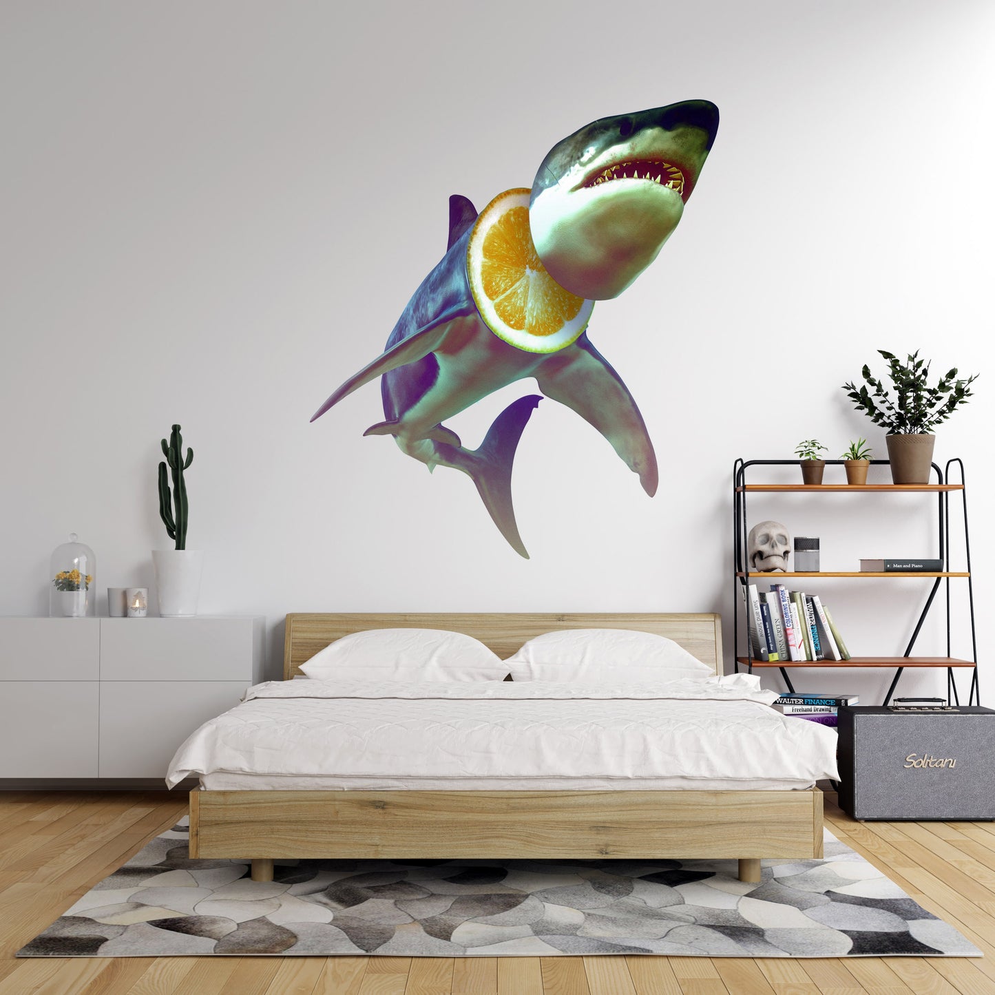 Shark Wall Sticker, Cool Animal Wall Decal, Vinyl Shark Home Decor, Underwater Fish Wall Art Gift, Nursery Kids Room Shark Art Wall Decal