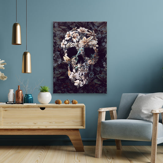 Skull Canvas Print, Boho Style Canvas Art, Sugar Skull Canvas Home Decor, Gothic Canvas Wall Art, Halloween Skull Decor