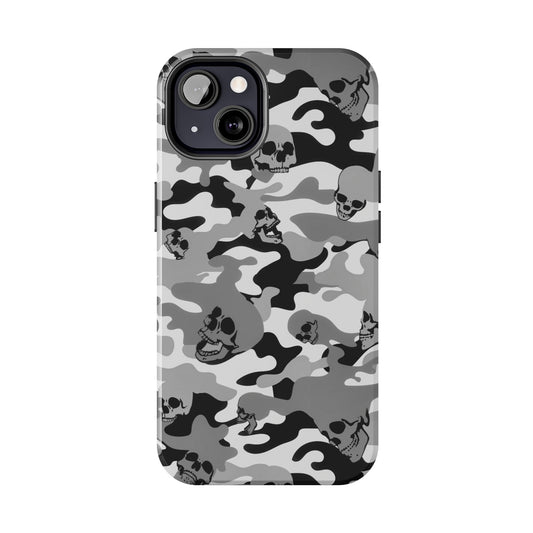 iPhone 15 Case Design, Sugar Skull iPhone Case, Camouflage Pattern Phone Case Gift, Tough iPhone Case With Skull Pattern
