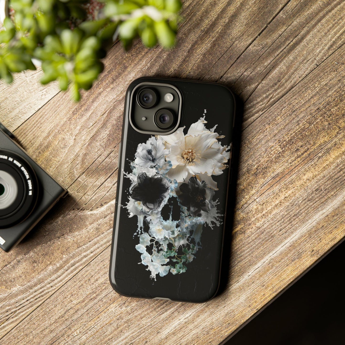 Bloom iPhone 15 Case, Floral Skull iPhone 14 Case, Sugar Skull Phone Case Gift, Skull Tough Phone Case, iPhone Gift