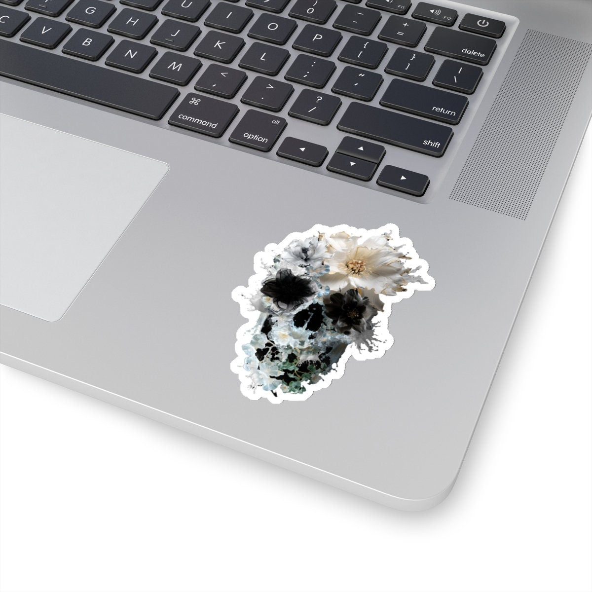 Bloom Sticker, Cool Sugar Skull Art Sticker, Premium Skull Art Vinyl Sticker, Gothic Art Gift, Laptop Phone Kiss-Cut Sticker