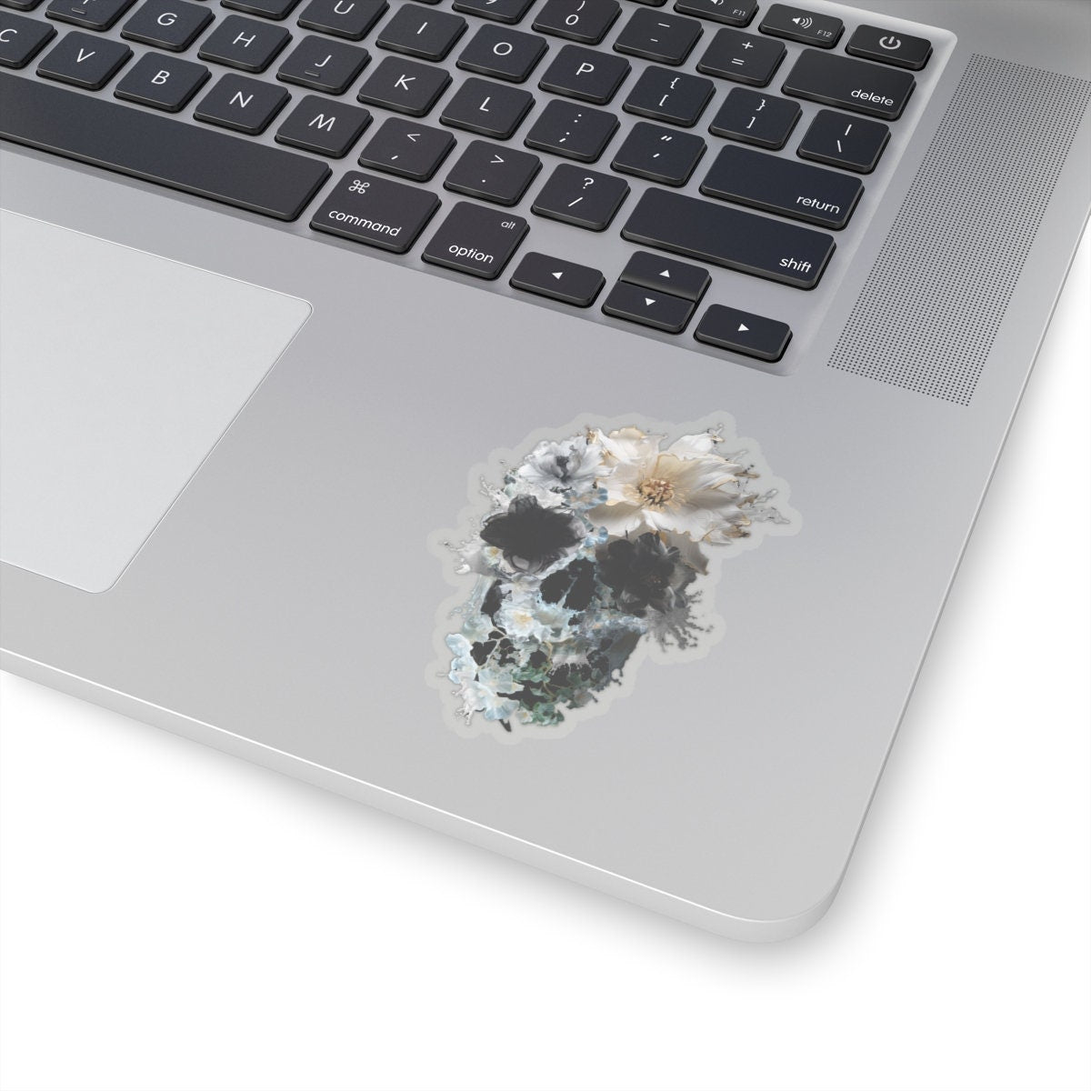 Bloom Sticker, Cool Sugar Skull Art Sticker, Premium Skull Art Vinyl Sticker, Gothic Art Gift, Laptop Phone Kiss-Cut Sticker