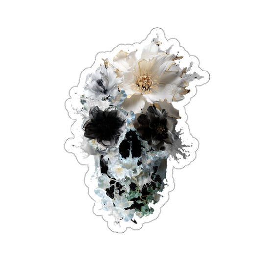 Bloom Sticker, Cool Sugar Skull Art Sticker, Premium Skull Art Vinyl Sticker, Gothic Art Gift, Laptop Phone Kiss-Cut Sticker