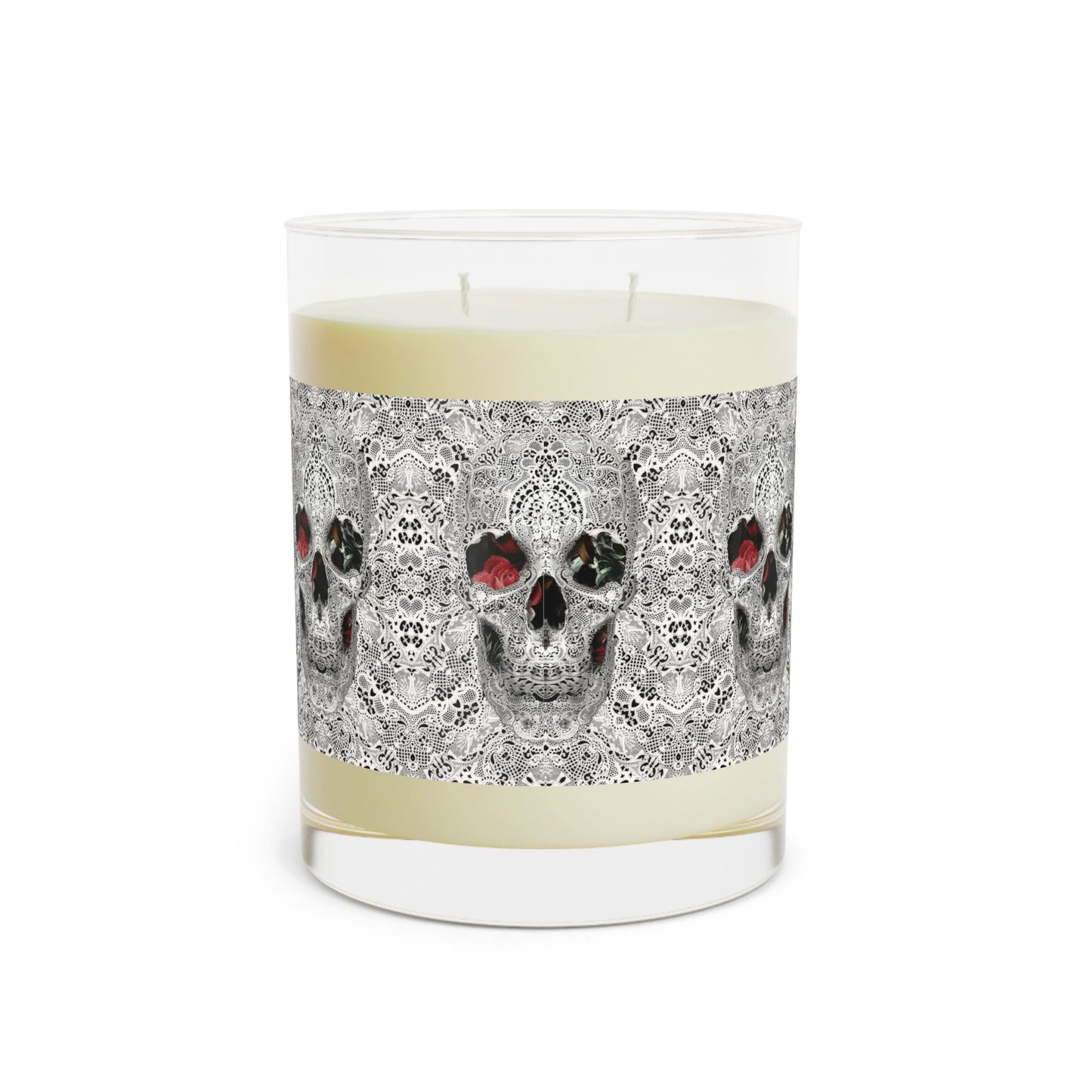Skull Candle Decor - Full Glass, 11oz Scented Skull Candle