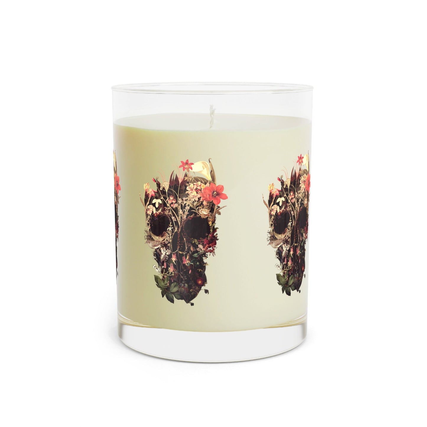 Bloom Skull Scented Candle - Full Glass, 11oz