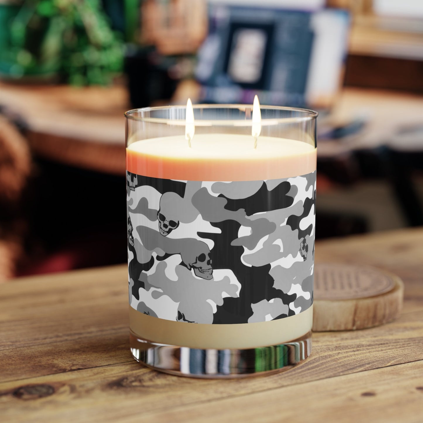 Camouflage Scented Candle - Full Glass, 11oz Sugar Skull Pattern Candle Gift