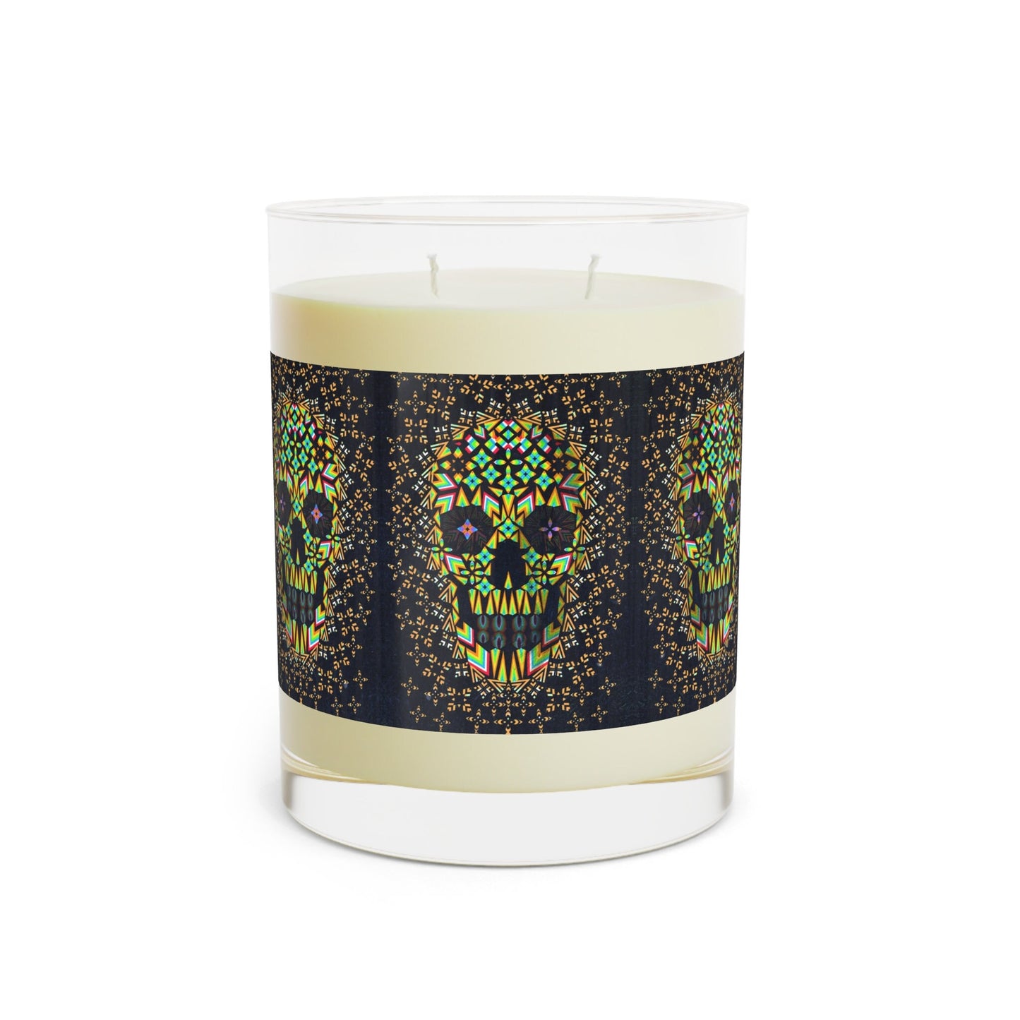 Sugar Skull Candle - Full Glass, 11oz Scented Candle Gift, Lavender Scented Candle Home Decor