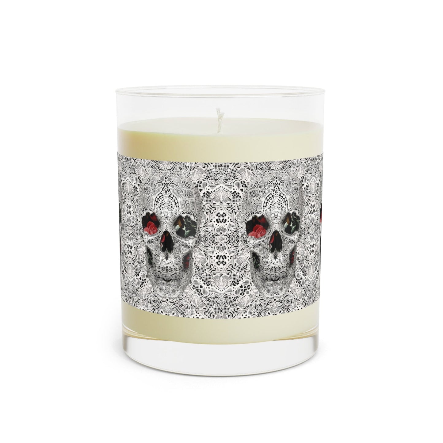Skull Candle Decor - Full Glass, 11oz Scented Skull Candle