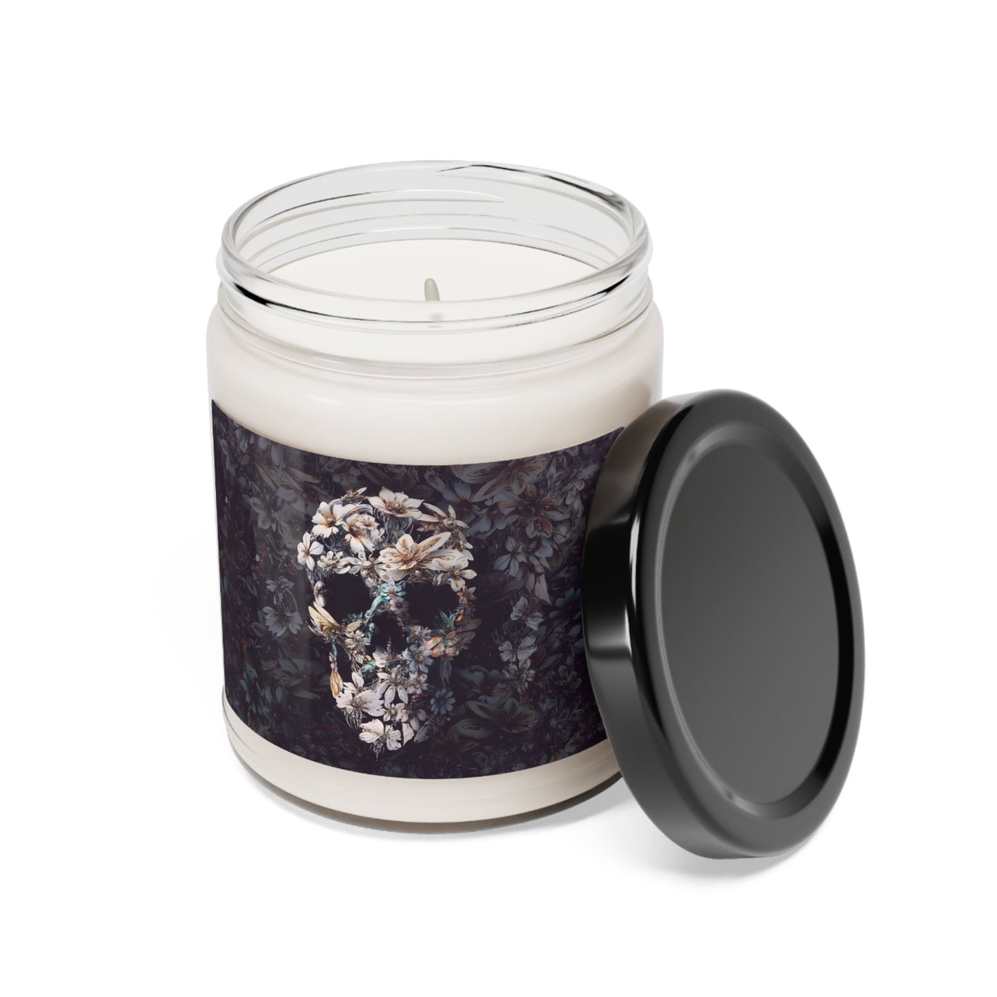 Gothic Scented Soy Candle, 9oz, Aromatic Sugar Skull Print Candle Home Decor