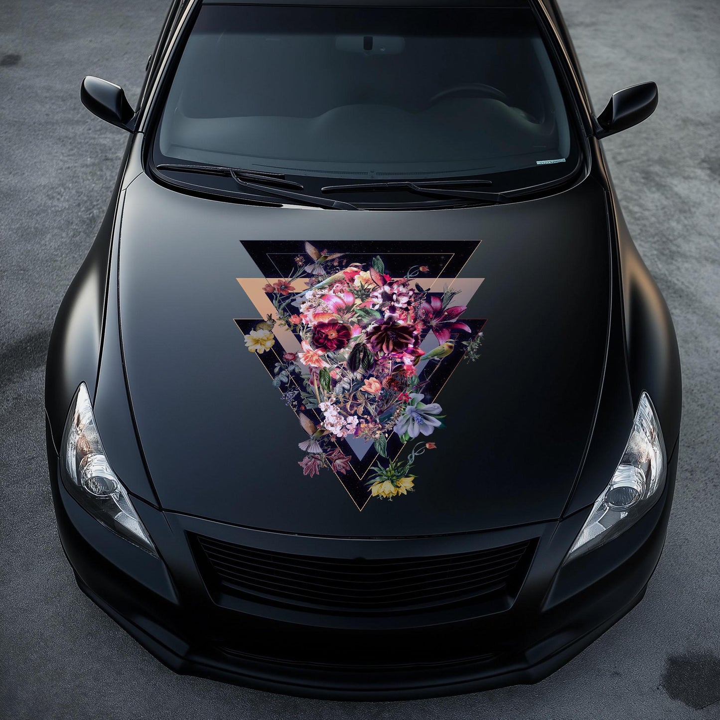 Car Hood Decal, Skull Art Hood Sticker, Floral Sugar Skull Art Car Decor, Gothic Skull Hood Art Gift, Floral Skull Decal