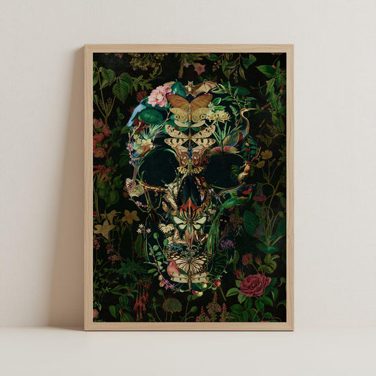 Floral Skull Art Print | Canvas, Poster & Framed Options