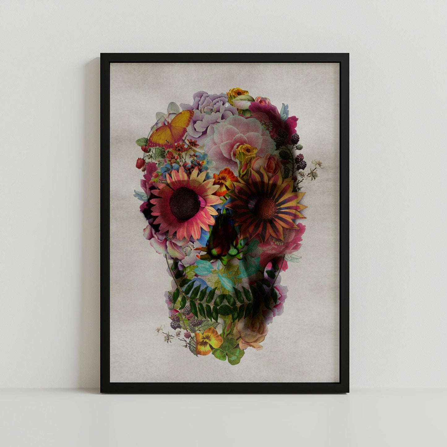 Floral Skull Art by Ali Gulec | Printed on Canvas & Paper