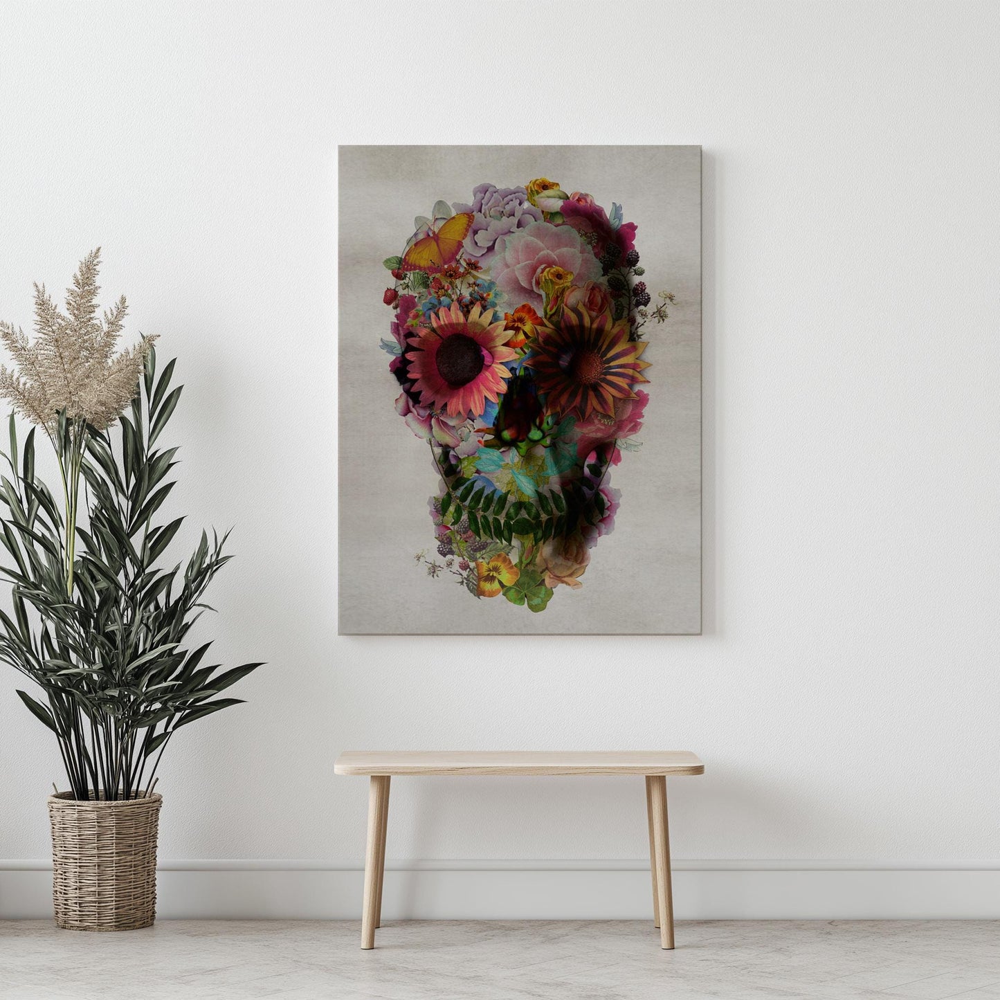 Floral Skull Art by Ali Gulec | Printed on Canvas & Paper