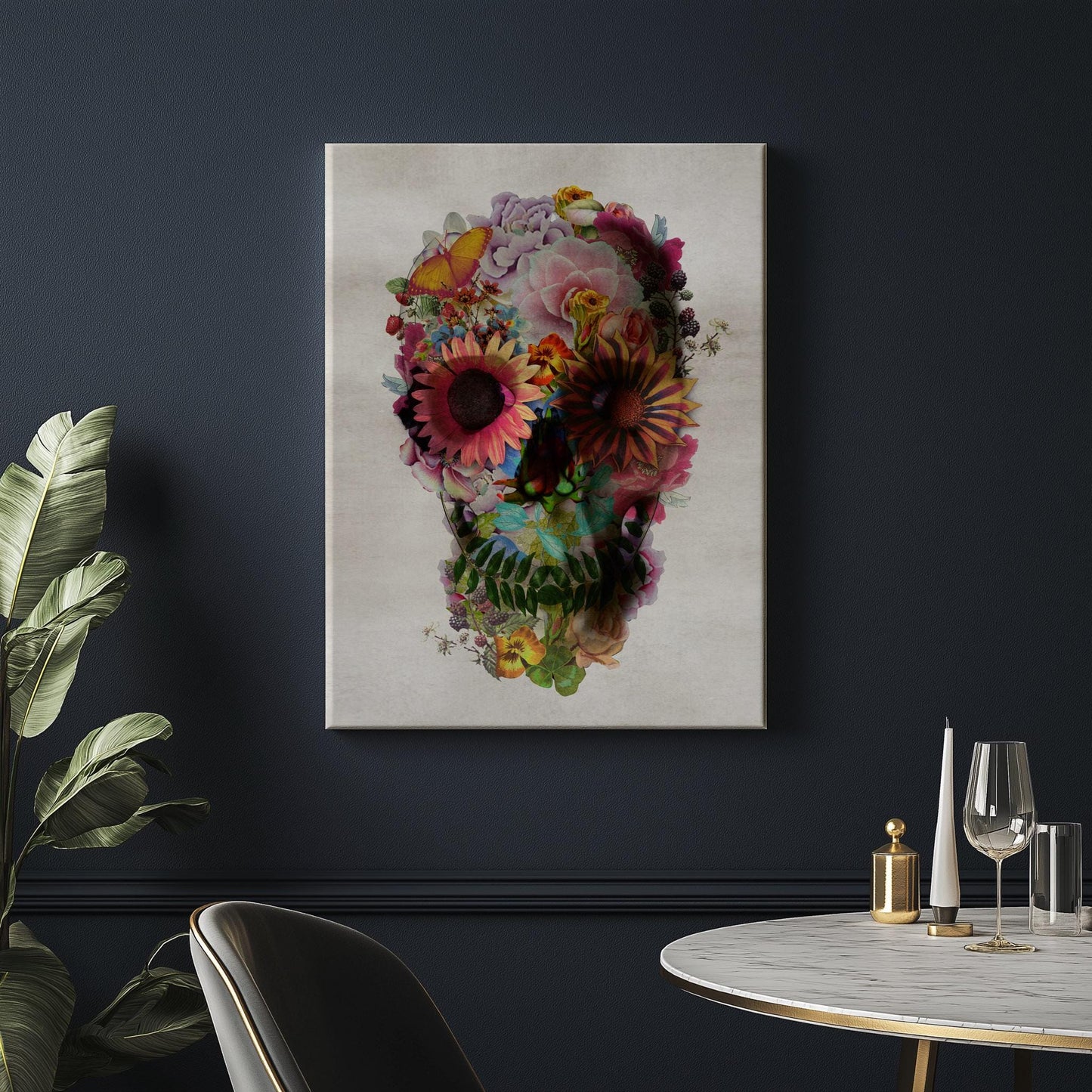 Floral Skull Art by Ali Gulec | Printed on Canvas & Paper