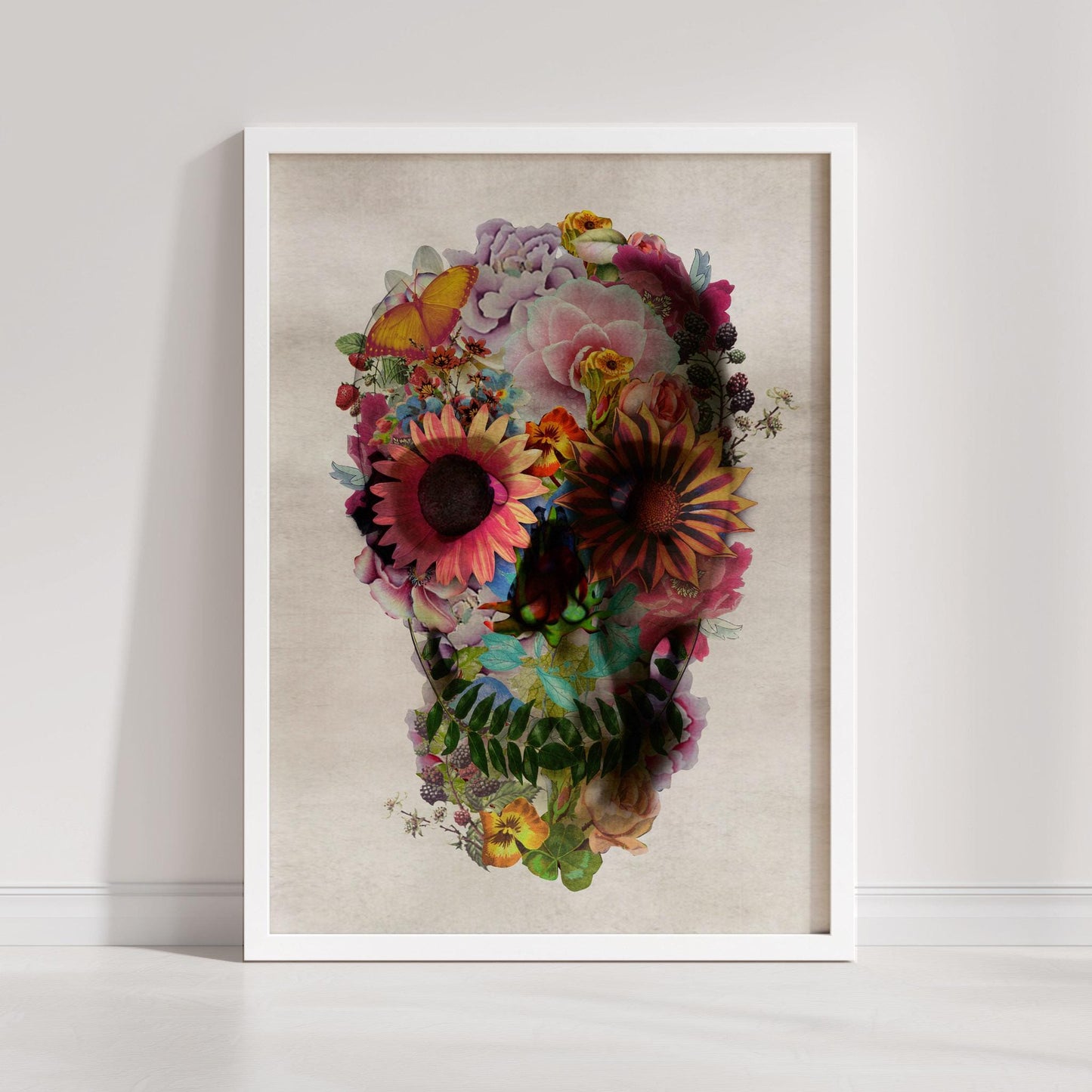 Floral Skull Art by Ali Gulec | Printed on Canvas & Paper