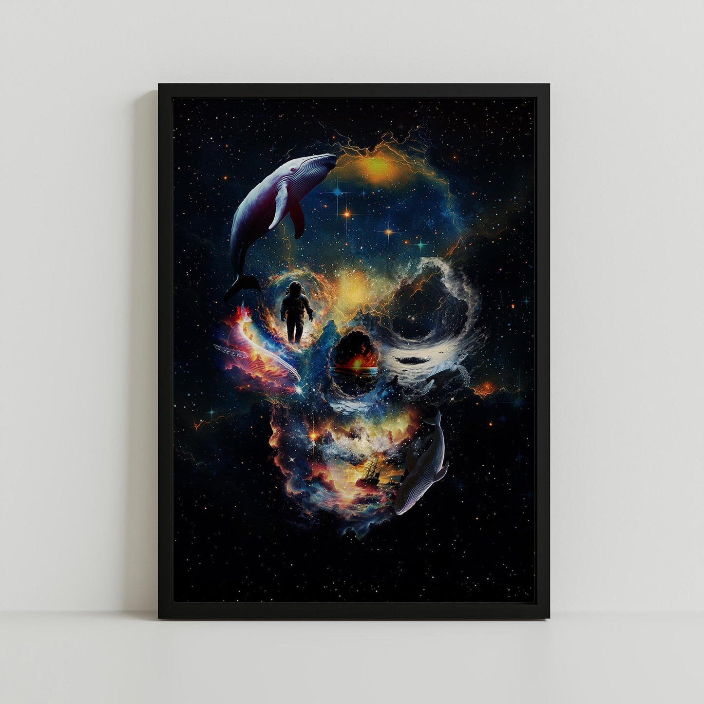 Galaxy Skull Illustration | Space-Themed Art on Canvas & Framed Options