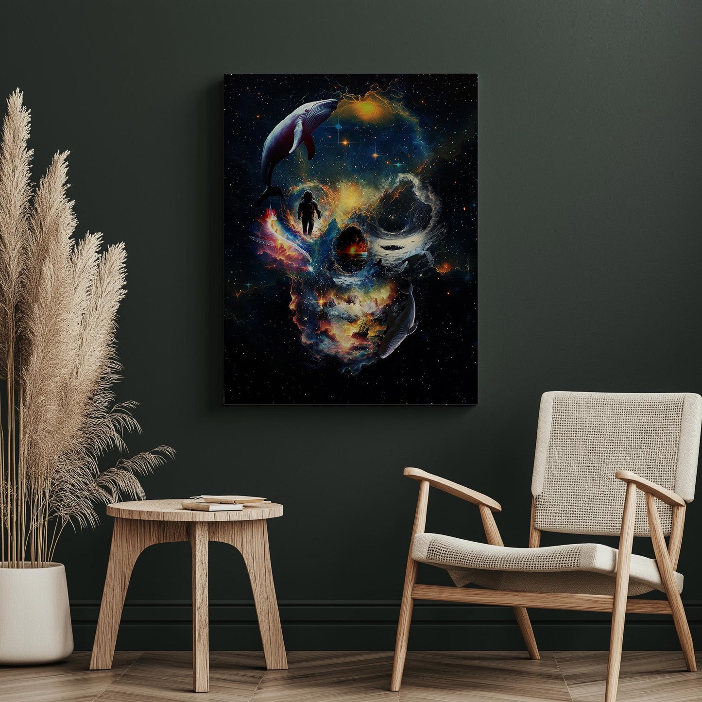 Galaxy Skull Illustration | Space-Themed Art on Canvas & Framed Options