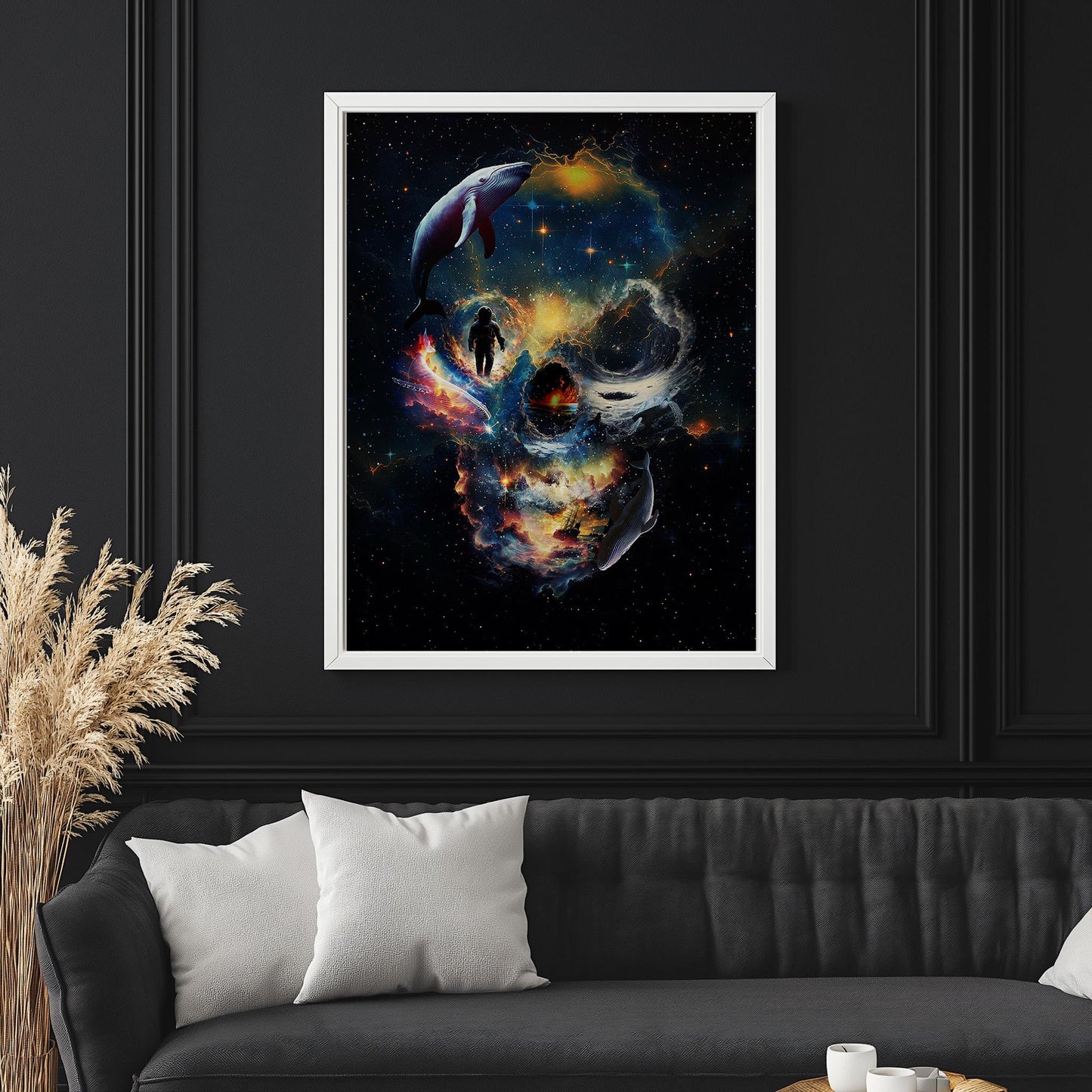 Galaxy Skull Illustration | Space-Themed Art on Canvas & Framed Options