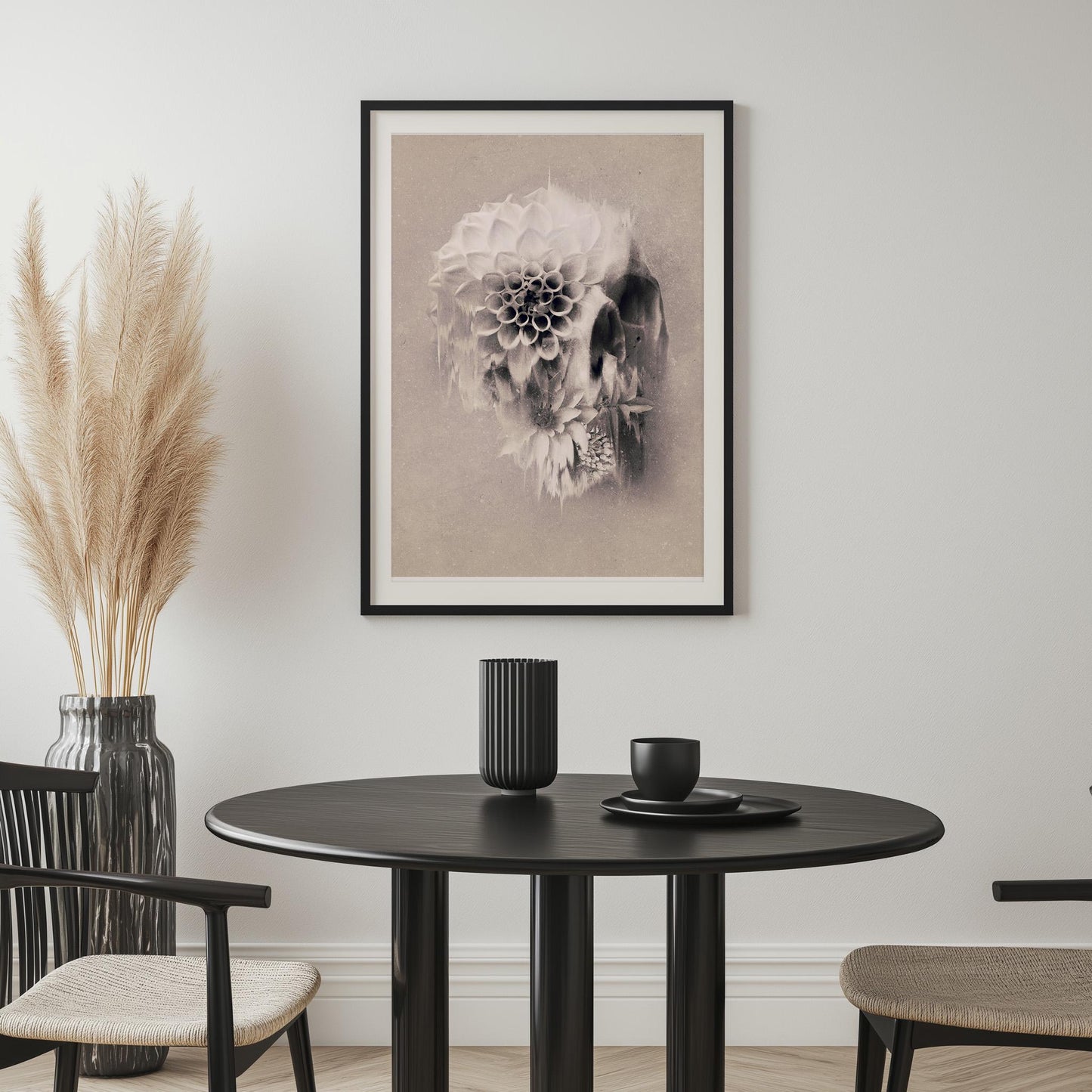 Boho Skull Art, Floral Skull Home Decor | Canvas, Paper & Framed Gift Options