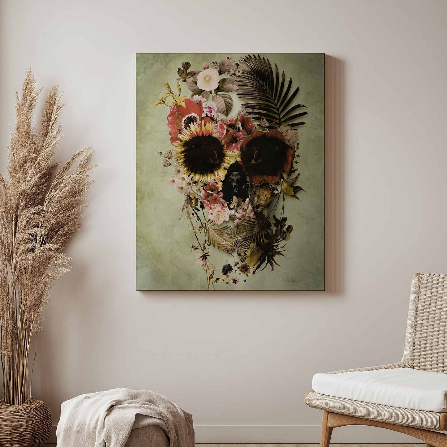 Floral Skull Art by Ali Gulec | Art Gifts Printed on Canvas & Paper
