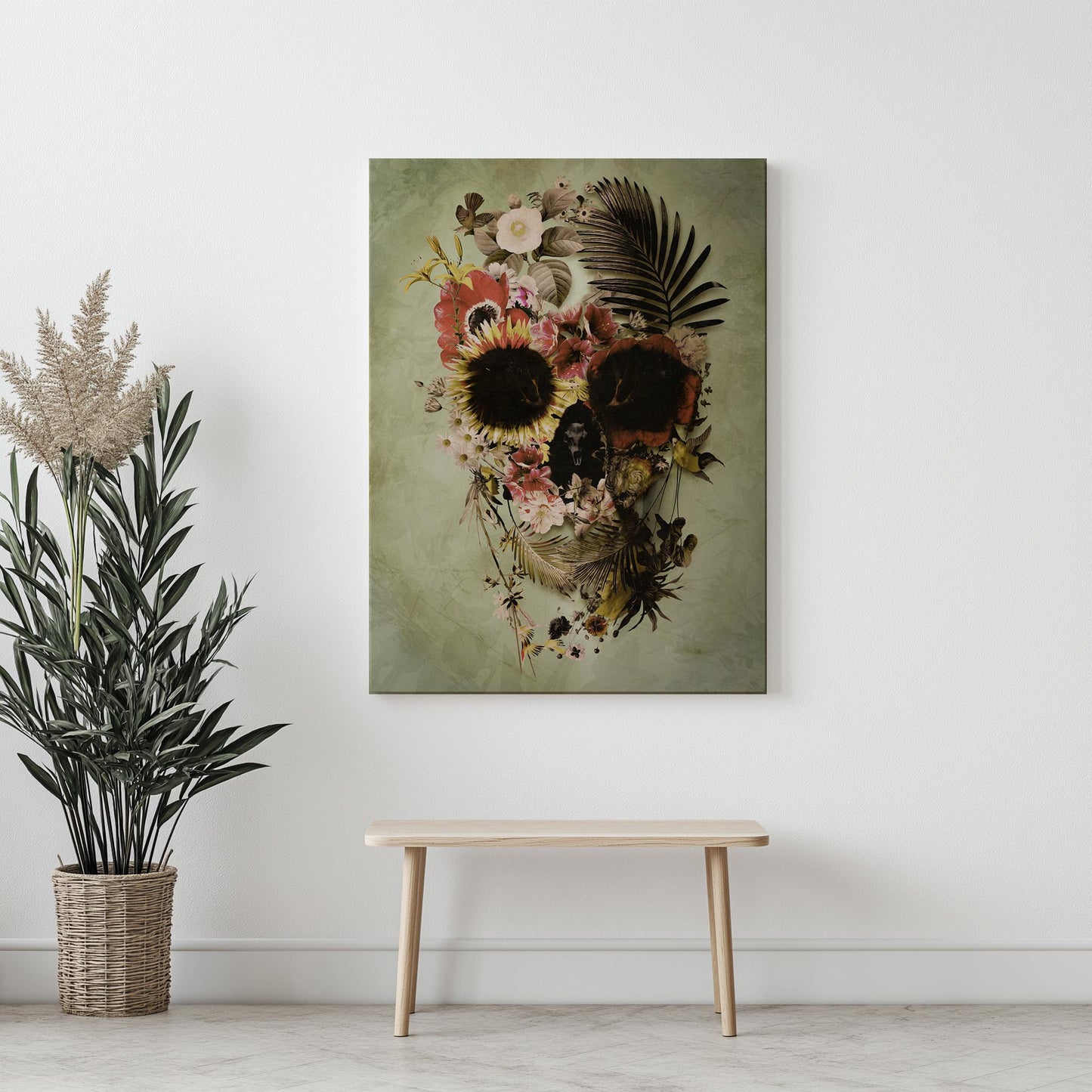 Floral Skull Art by Ali Gulec | Art Gifts Printed on Canvas & Paper