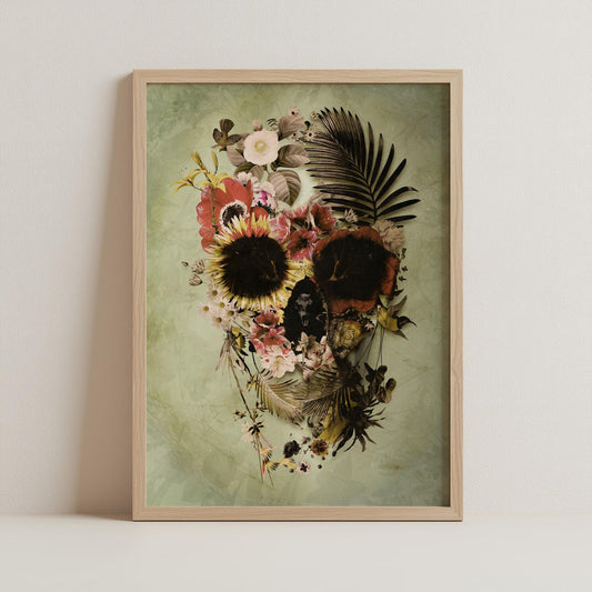 Floral Skull Art by Ali Gulec | Art Gifts Printed on Canvas & Paper