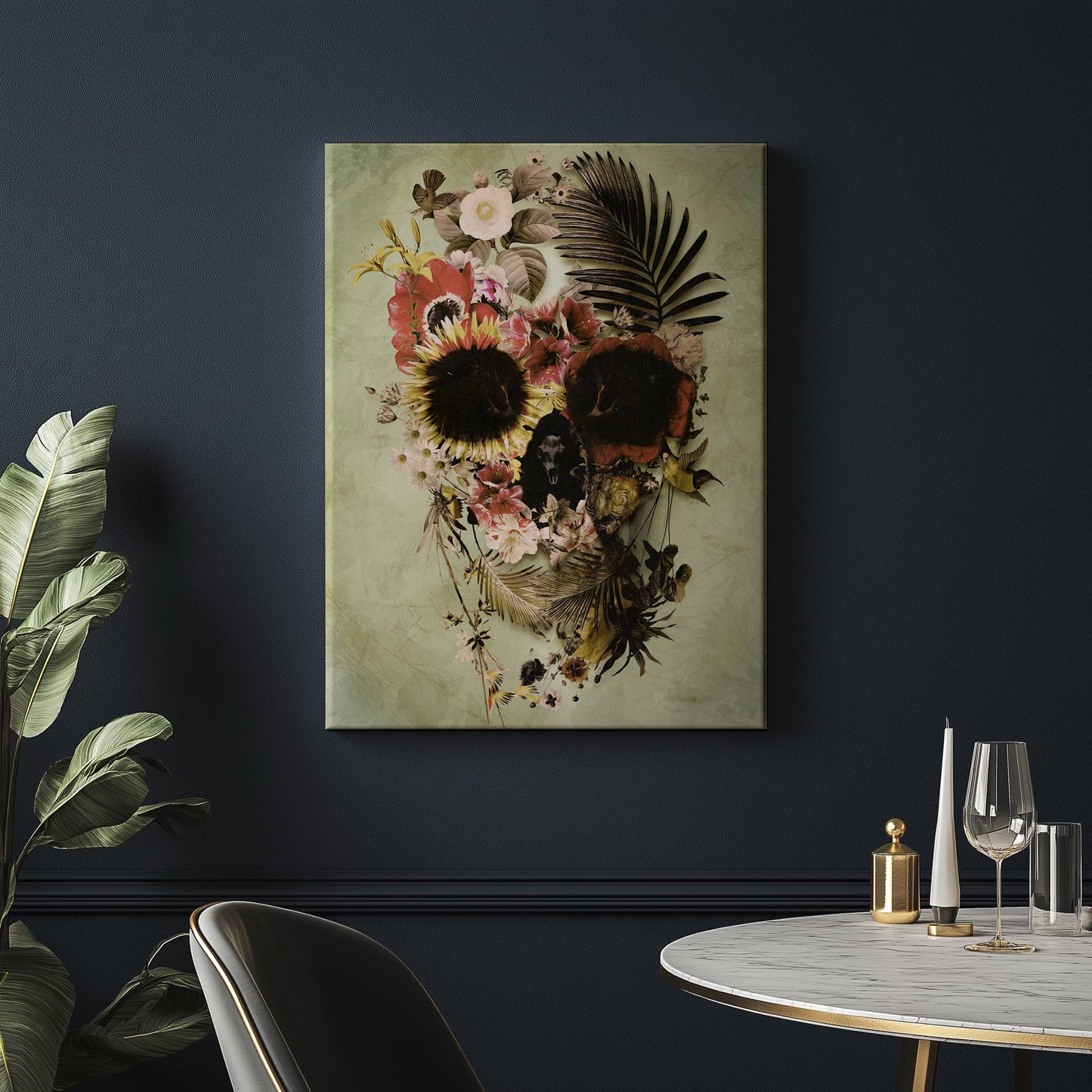 Floral Skull Art by Ali Gulec | Art Gifts Printed on Canvas & Paper