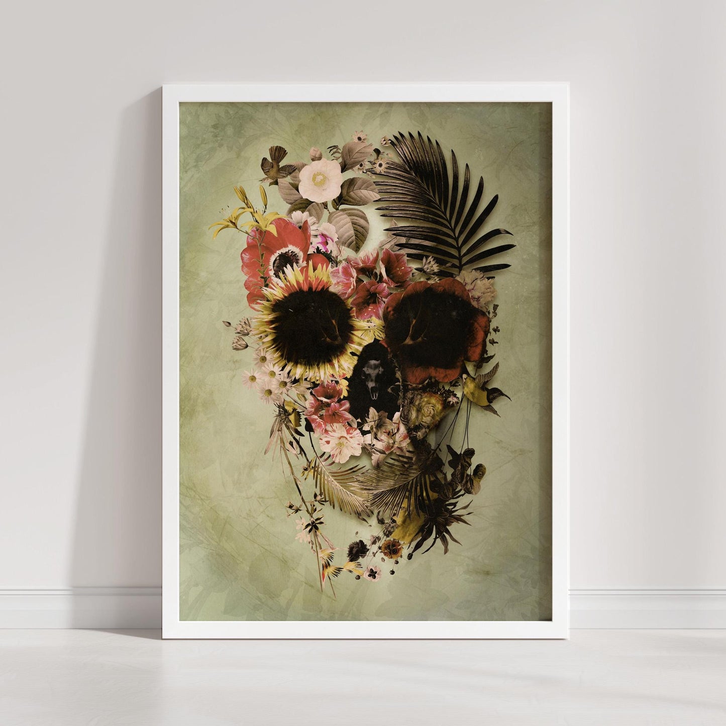 Floral Skull Art by Ali Gulec | Art Gifts Printed on Canvas & Paper
