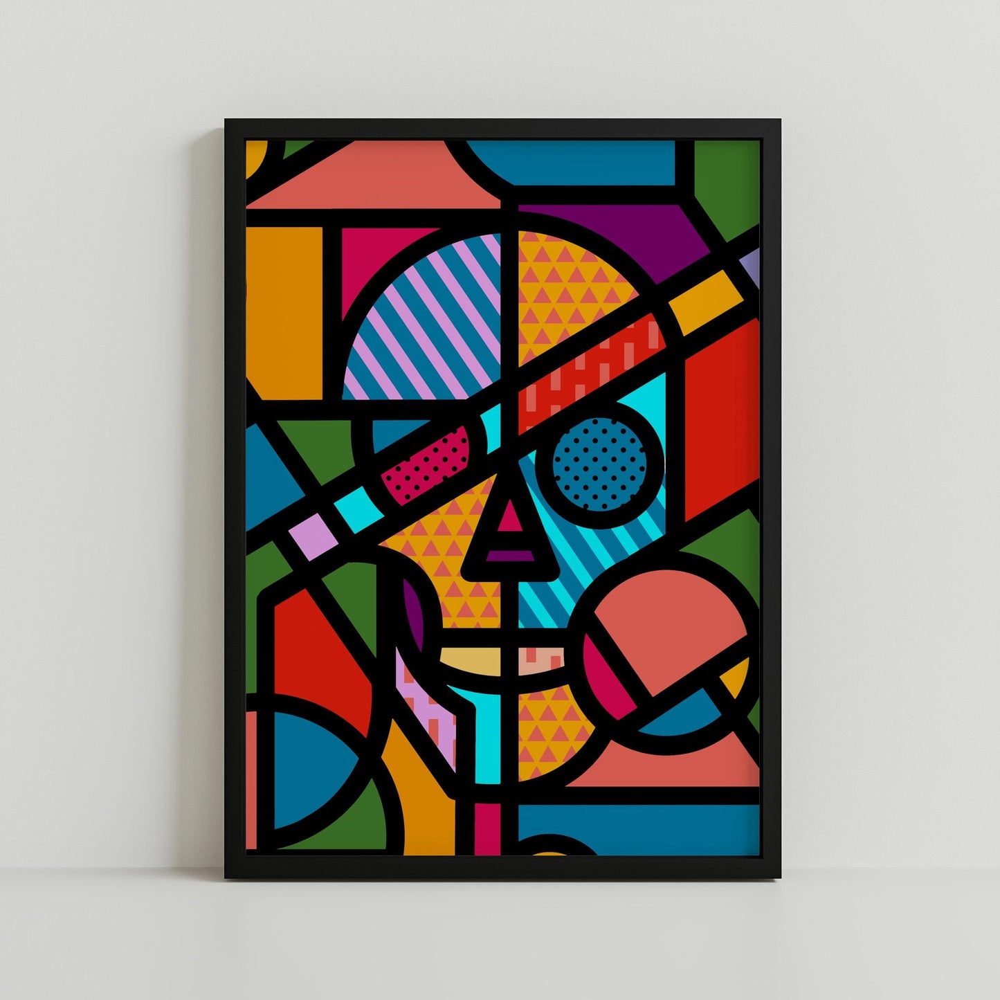 Pop Art Skull Illustration | Colorful Skull Art Gift on Canvas & Framed Options