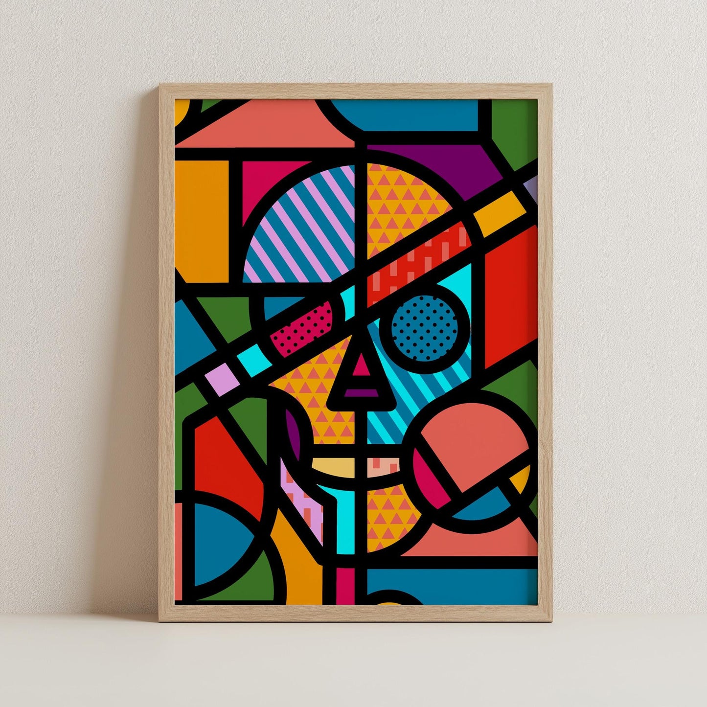 Pop Art Skull Illustration | Colorful Skull Art Gift on Canvas & Framed Options