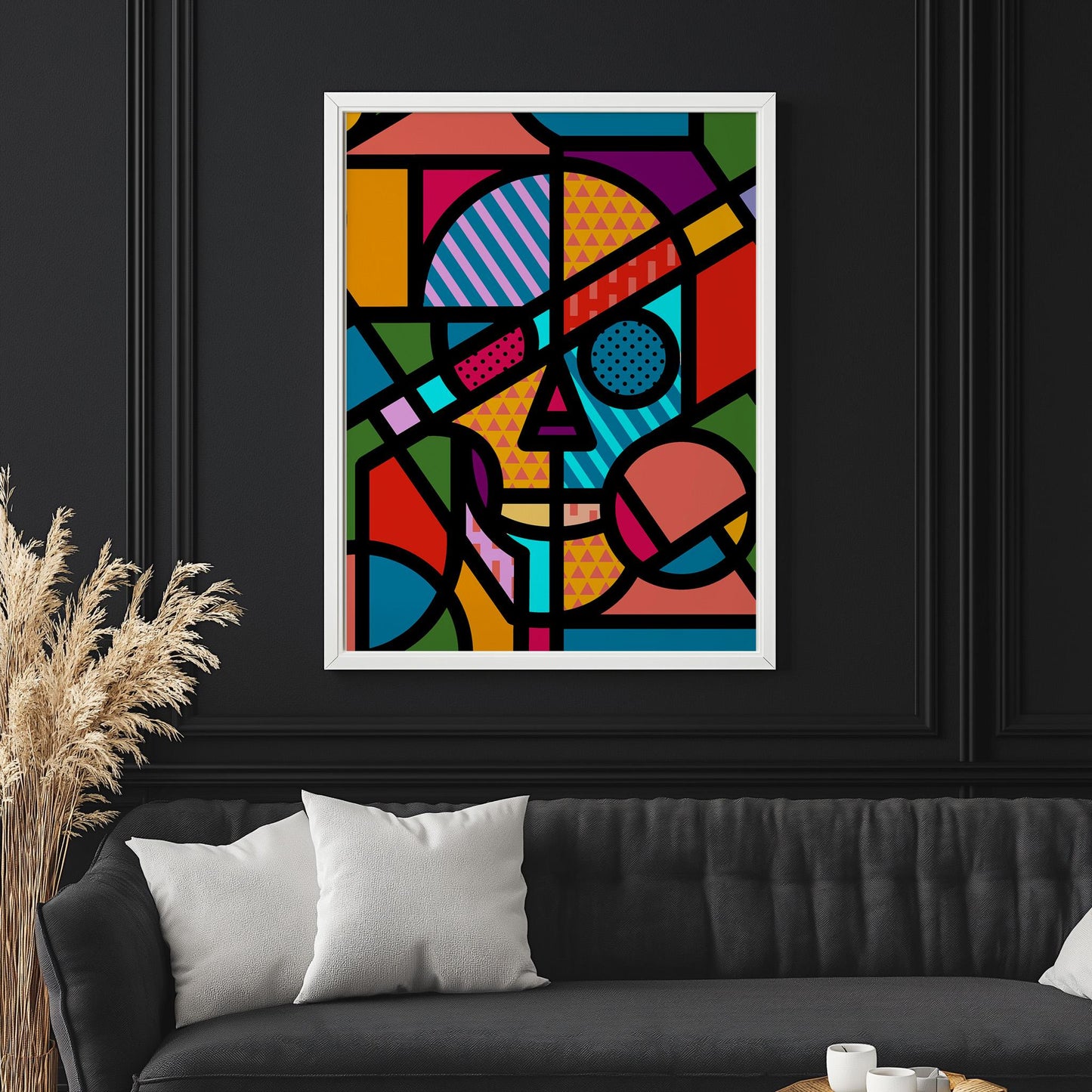 Pop Art Skull Illustration | Colorful Skull Art Gift on Canvas & Framed Options