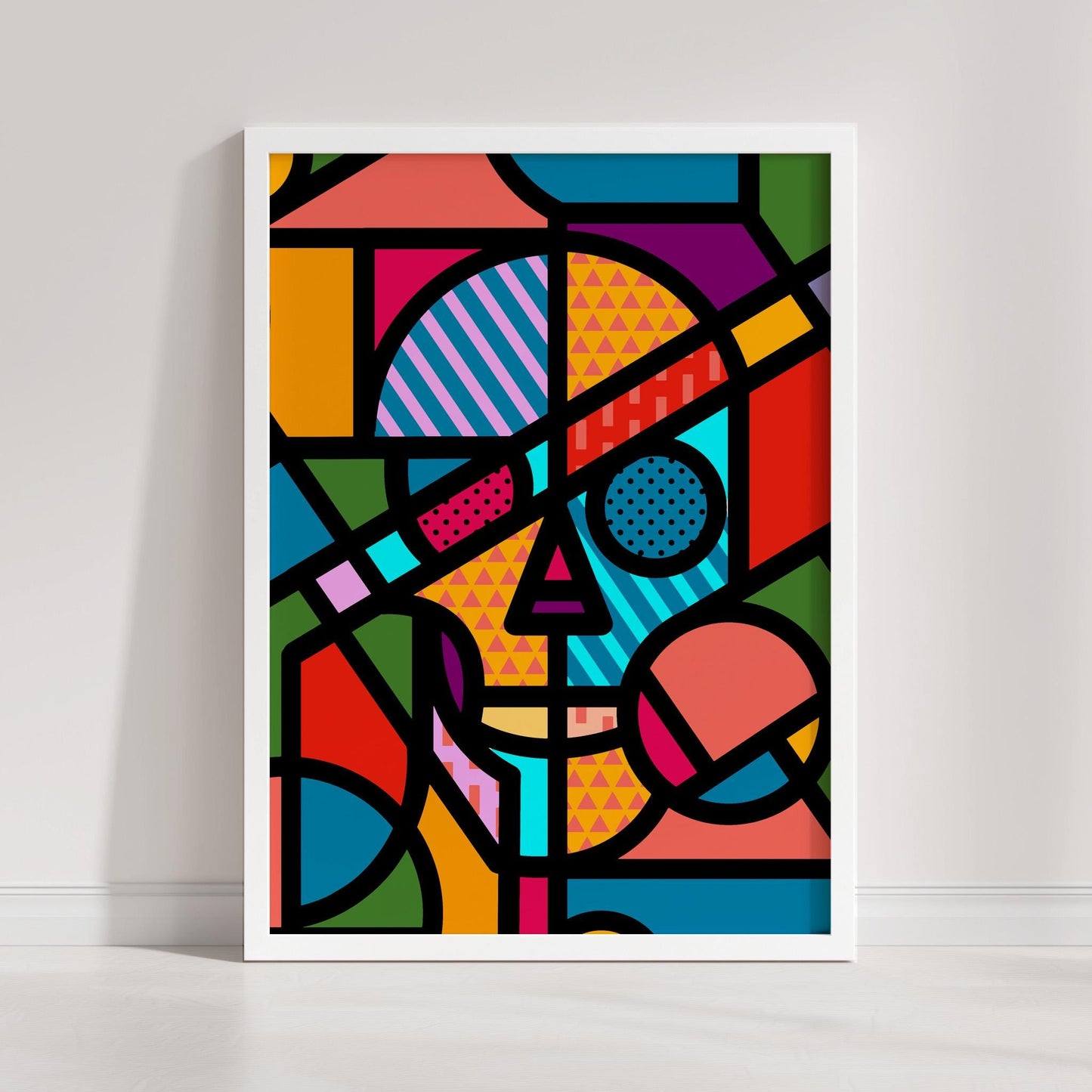 Pop Art Skull Illustration | Colorful Skull Art Gift on Canvas & Framed Options