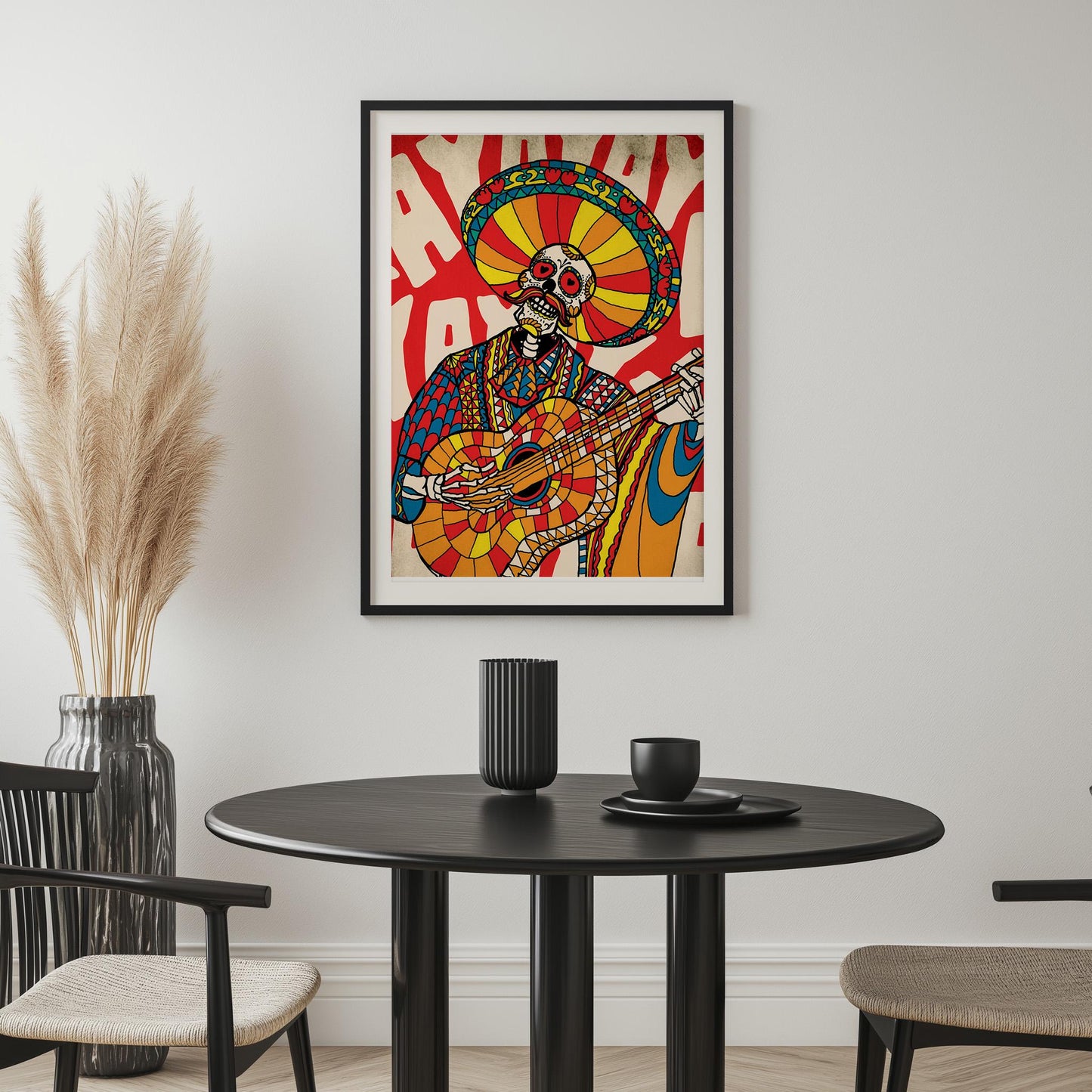 Mariachi Skeleton Vibrant Print | Day of the Dead Art | Canvas & Framed Prints