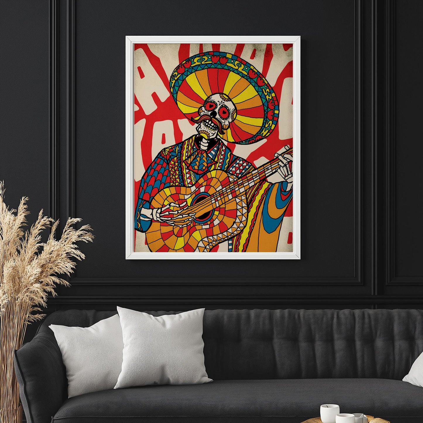 Mariachi Skeleton Vibrant Print | Day of the Dead Art | Canvas & Framed Prints