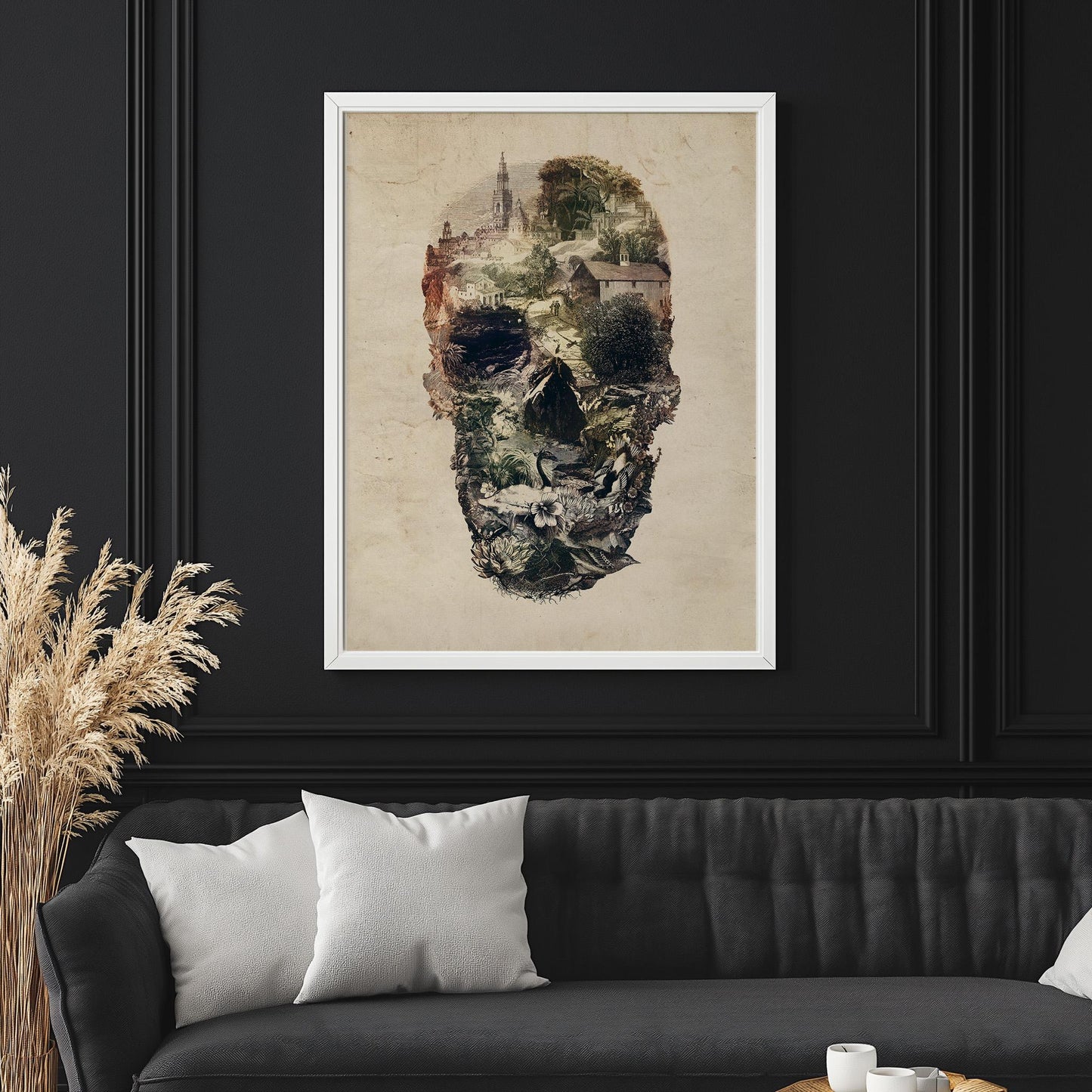 Landscape Skull Art | Intricate Nature and Architecture Design | Surreal Design on Canvas & Framed Options