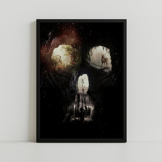 Skull Illusion Cave Artwork | Double Image Wall Art On Canvas, Poster And Framed Art Prints
